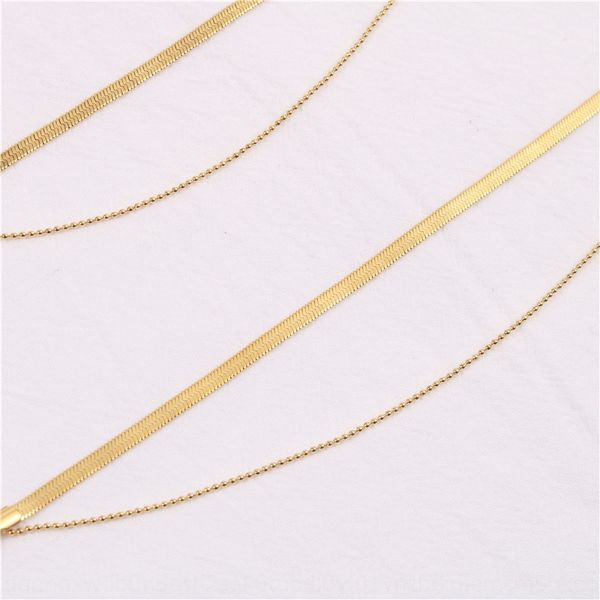 

japanese and korean trendfashionablewideflat snake bonehempchainwomensimpleall kinds of gold titanium steelnot fade japanese and korean tren, Golden;silver