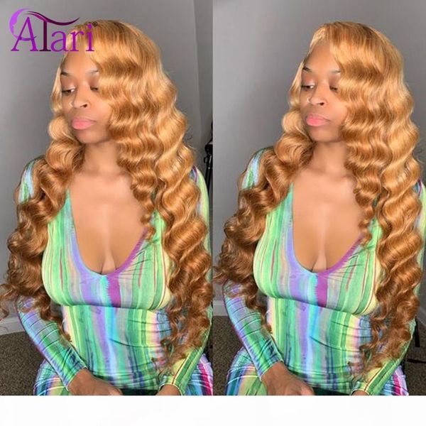 

ginger lace front wig honey ombre malaysian loose deep wave wig hd lace frontal virgin colored human hair wigs glueless wigs, Black;brown