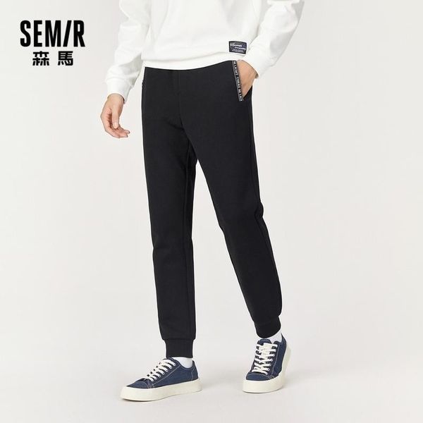 

semir sports pants men trousers 2020 autumn new casual pants man trousers jogging slim trend1, Black