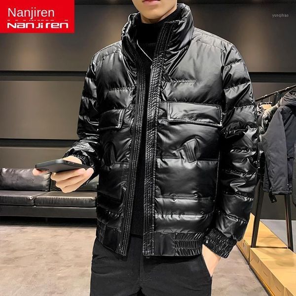 

down jacket men's short middle 2020 winter fashion youth hoodie anti season windproof warm and slim fit1, Black