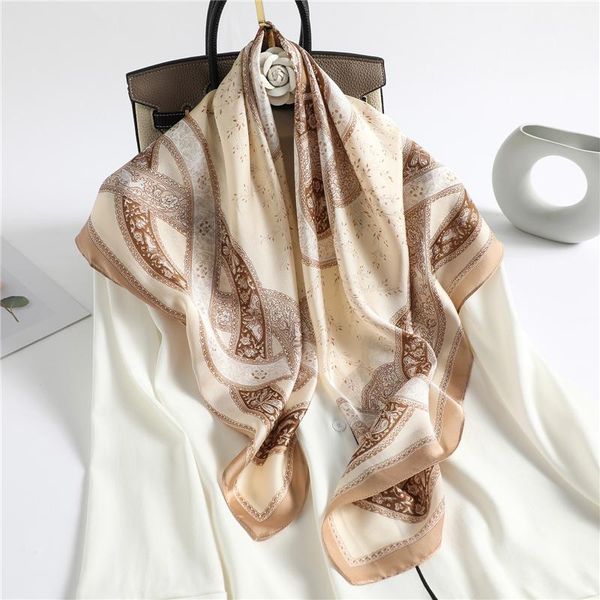 

дизайн шарфы для женщин шали печати silk почувствовав хиджаб шарф женщина бандан 9090cm площадь шейного foulard дама wrap 2020 bbyitn, Blue;gray