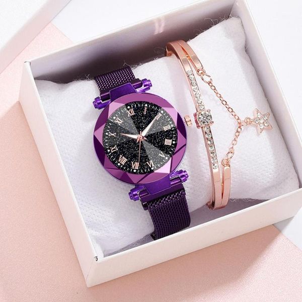 

fashion women gold watches ladies magnetic starry sky quartz small watch woman clock zegarek damski relogio1, Slivery;brown