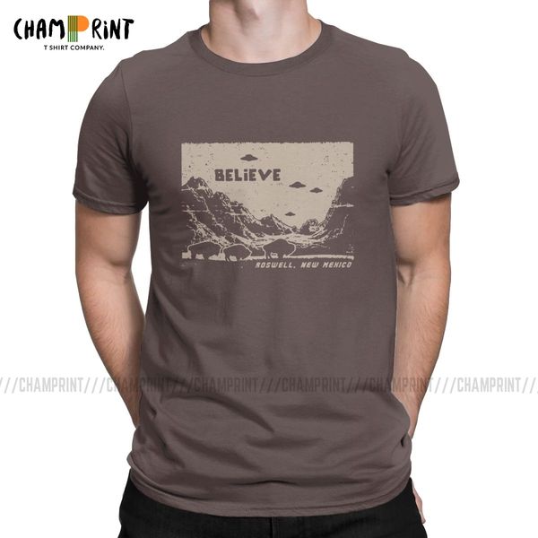 

sport vintage ufo flying saucer t-shirt for men pure cotton t shirts i want to believe area 51 short sleeve tees plus size clothing