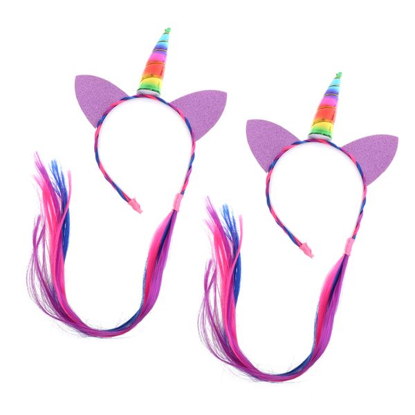 

2pcs magical kid girls unicorn horn hair wig headband cosplay fancy dress, Blue