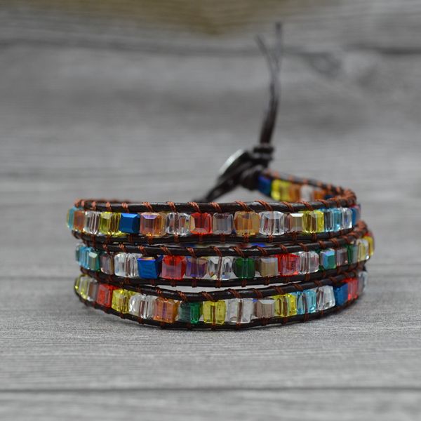 

2020 new color natural stone crystal micro-set hand-woven multi-layer couple bracelet retro fashion trend valentine's day gift, Black