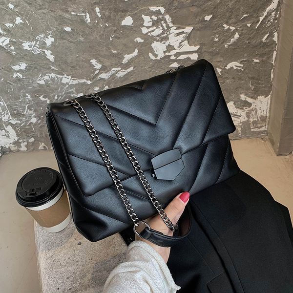 

vintage chain women shoulder bags designer thread embroidery crossbody bags luxury pu leather messenger bag lady small flap bag c1016