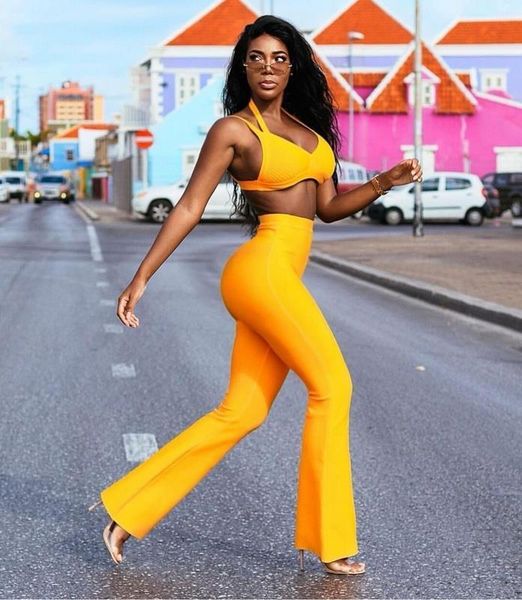 

orange red two pieces set rayon bandage sets evening party outfit vestidos, Gray