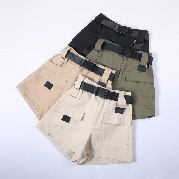 

womens jeans summer harajuku handsome style hip hop super fire pants high waist jeans overalls pocket shorts female1, Blue