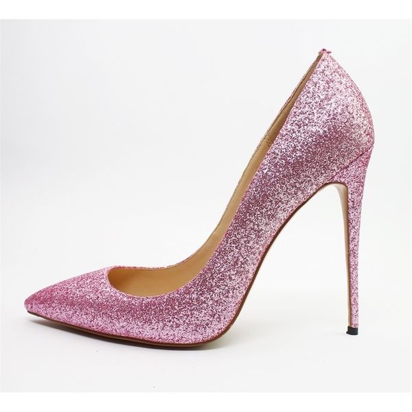 

luxury designers high heels wedding shoes sliver pink black gold glitter woman high heel shoes pointed toe pumps women lj201112