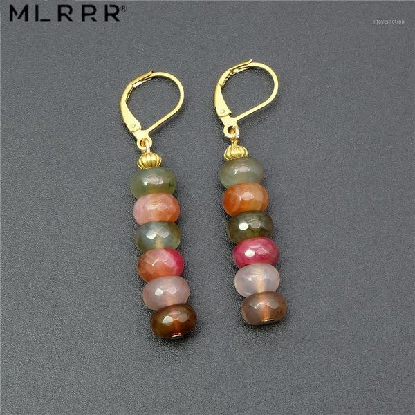

vintage classic natural agates stone jewelry simple cute 5*8 mm rubies tourmalines agates pendant drop earrings for women1, Silver