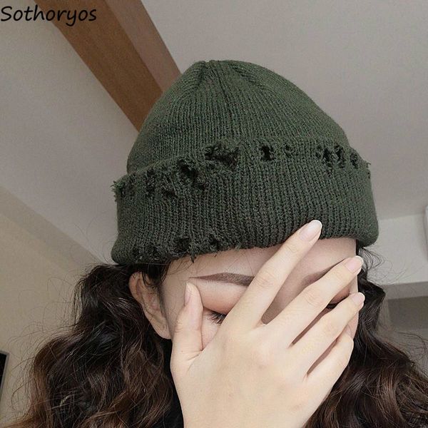 

beanie/skull caps beanies women crochet solid multicolor hip hop ripped street vintage chic retro winter warm fashion ulzzang skullie, Blue;gray