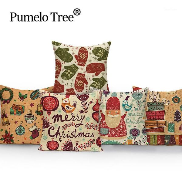 

cartoon fashion style christmas print cushion cover home textile decor cojines sofa throw pillow printed cotton linen square1