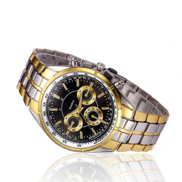 

three gold fashion local tyrant plated pin dial business quartz men's watch rp7b, Slivery;brown