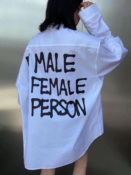 

shirt simple fashion letters printing on the back shirt embroidery oversize vtm long sleeve top, White;black
