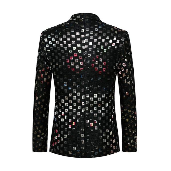 

men's suits & blazers 100%real luxury mens black golden embroidery check pattern jacket club/stage performance/studio/asia size/this is, White;black