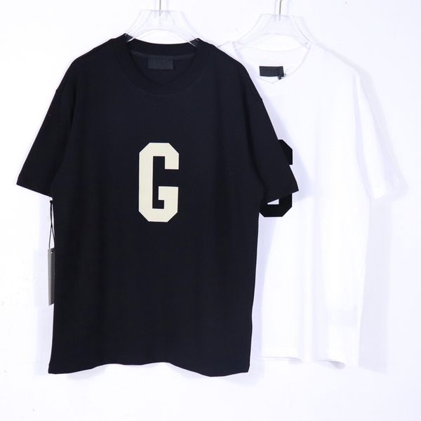 

22ss spring summer american t shirt tee skateboard men women high street flocking g casual cotton tshirt, White;black