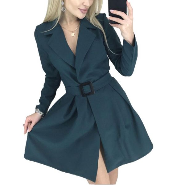 

women dress spring autumn dress solid color tailored collar long sleeve one-piece for women female mini, Black;gray