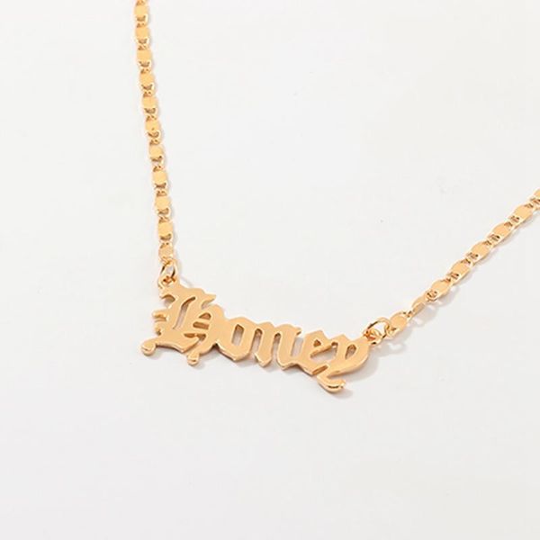 

fashion jewelry gold color honey old english name necklace for women girl neat cool jewelry, Golden;silver