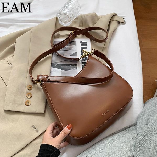 

eam] solid color designer pu leather shoulder bag for women 2020 women's fashion trend simple handbags hand bag 8a309