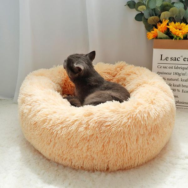 

comfy plush pet dog bed hondenmand washable round calming pet bed cushion sofa mat kennel donut beds house for large wmtsjy