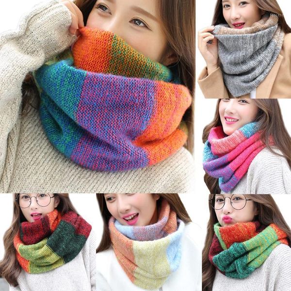 Tücher 2021 Herbst Winter Mode Frauen Warm Stricken Hals Kreis Gugel Snood Mehrzweck Schal F Lange Schal Wrap Ring2021 #10041