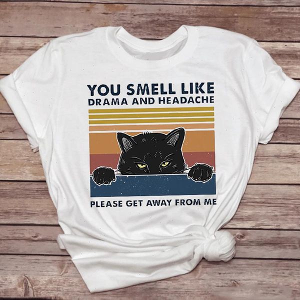 

women t shirts striped cartoon kawaii cat funny letters fashion clothing tshirt female 90s lady print graphic tee t shirt, White