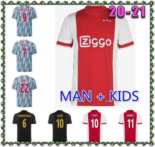 

20 21 ziyech jersey home away van de beek schone soccer jerseys soccer shirt 2020 2021 tadic dolberg huntelaar ziyec football uniform, Black;yellow