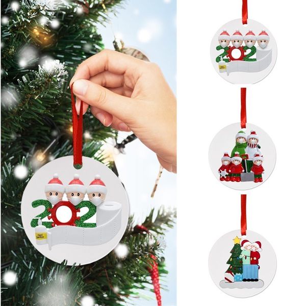 

pvc 2021 quarantine christmas decorations family of 1 2 3 4 5 6 7 snowman gift ornament pandemic with face masks hand sanitizer