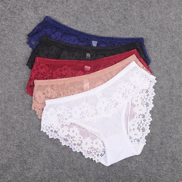 

fashion women's lace panties mesh back underwear women comfortable briefs lingeries culotte femme 201112, Black;pink