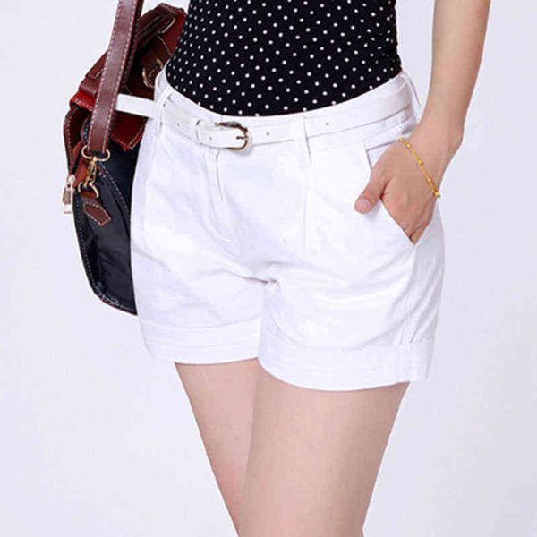 

new korea summer shorts cotton fashion casual women wild shorts mid waist loose ladies shorts white khaki xxl y220311, White;black
