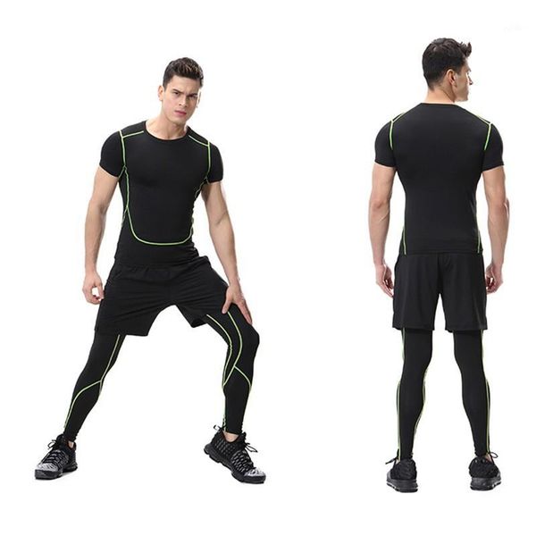 

running pants 2021 men's tights compression sport leggings fitness gym sportswear yoga training for men cropped trousers1, Black;blue