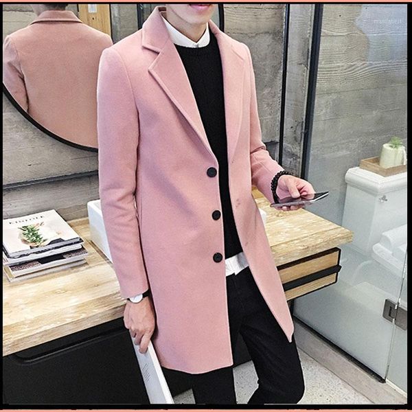 

2020 new winter woolen coat men leisure long sections woolen coats mens pure color casual fashion jackets / casual men overcoat1, Tan;black