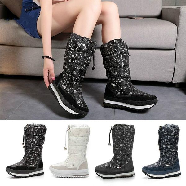 

boots bjyl 2021 winter keep warm snow women zipper platform australian printing waterproof big size 35-42, Black