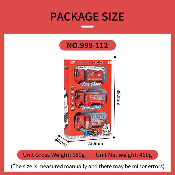 

friction fire truck toy car set for children 3 pcs vehicle toy engineering cars