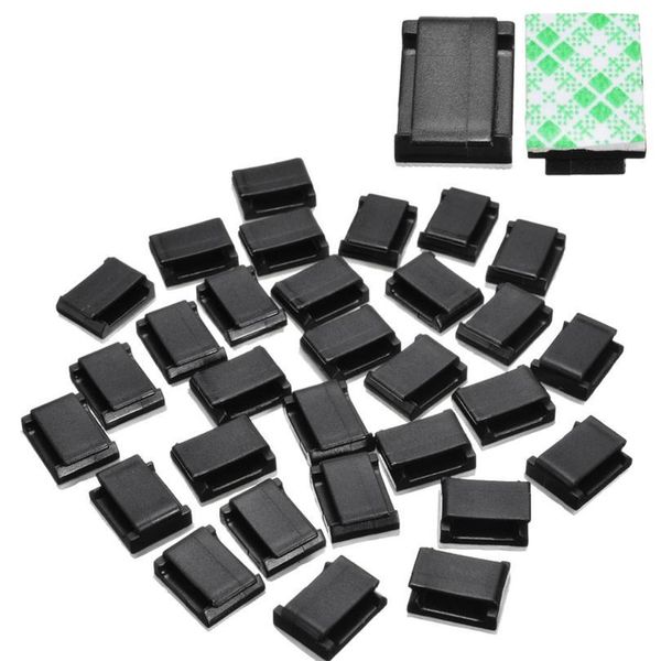 

50 pcs black plastic self-adhesive rectangle wire tie cable mount clamp clip adhesive wire cord cable holder qylgir