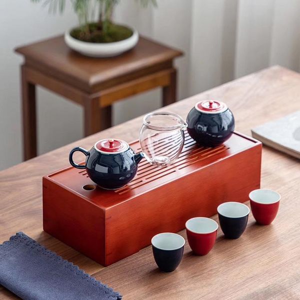 

tangpin blue ceramic teakot с 4 чашками чайные наборы портативный путешественник чай набор whileware jllqai