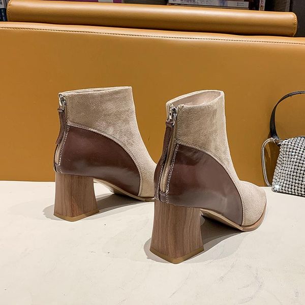 

shoes women's boots autumn booties ladies zipper clogs platform boots-women luxury designer ankle rubber high heel elegant 2020, Black