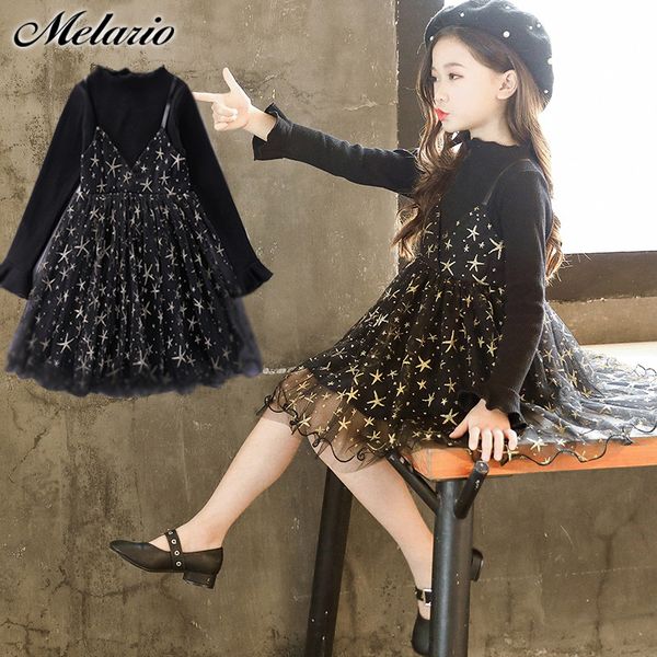 

melario new mesh girls dress spring princess dresses cute flower long sleeve children kids dresses for girls clothes 3-7 years t200624, Red;yellow