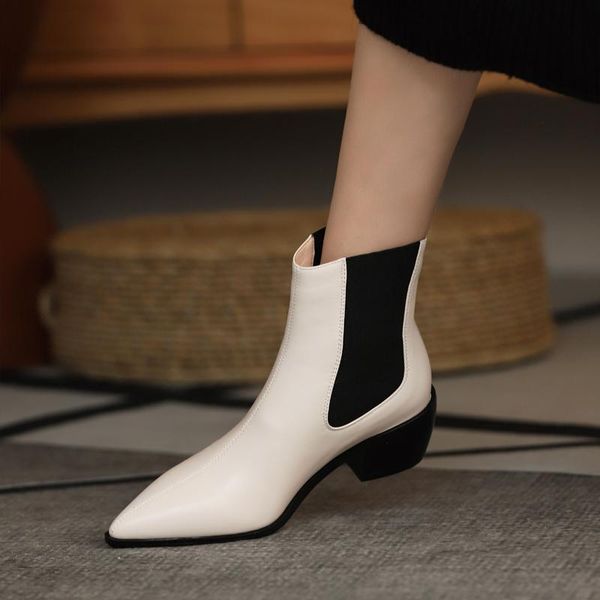 

boots women pointed toe ankle for short plush winter shoes botas mujer 35-40, Black