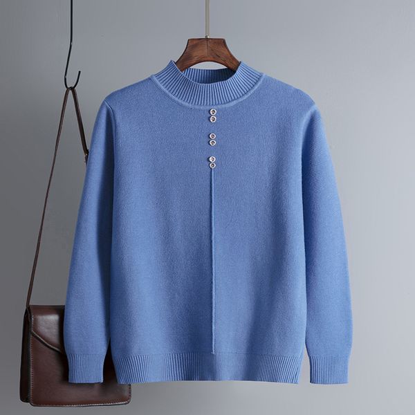 

2021 new female singiny thicken knitted-shirt long button thin winter elastic knitting pullovers d76c, White;black