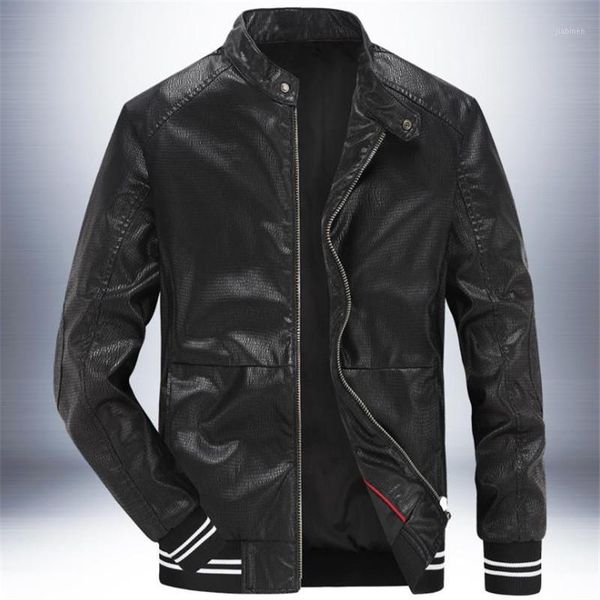 

men's spring and autumn new casual leather men collar pu leather jacket men's motorcycle clothing coat1, Black