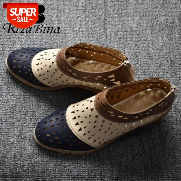 

rizabina size 34-48 fashion women pumps shoes new design mixed color shoes women hollow out back zipper thick heels footwear #ly5c