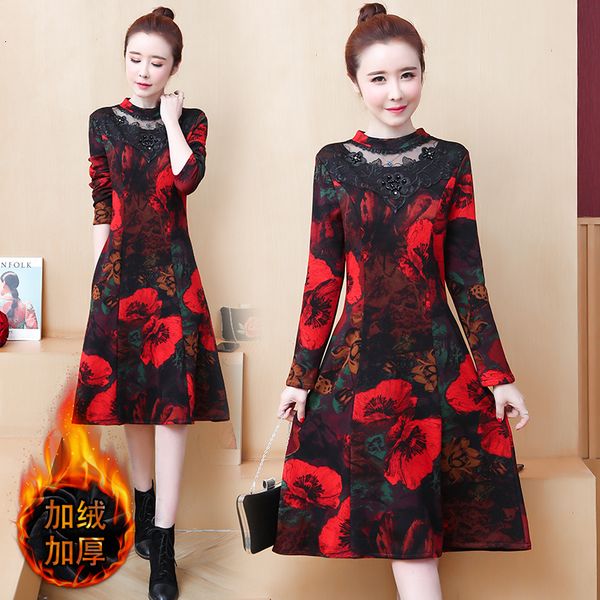 

big plus size thermal fat 2021 casual lean winter a-line dressed as women's clothing zspy, Black;gray