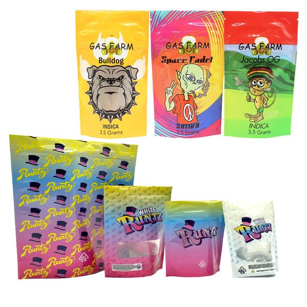 

white runtz mylar bag dry herb flower 420 cookies sf packaging bags 3.5g 7g 28g plastic smell proof zipper runtz mylar bags
