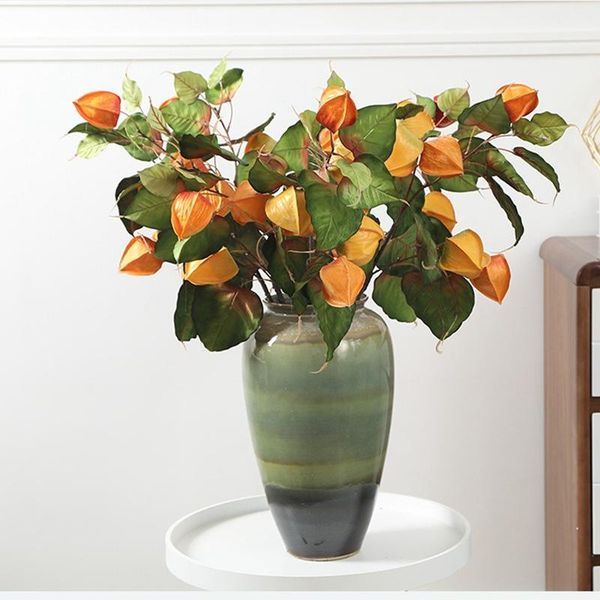 

artificial flower fake physalis peruviana cape gooseberry home party office store decorations-3pcs