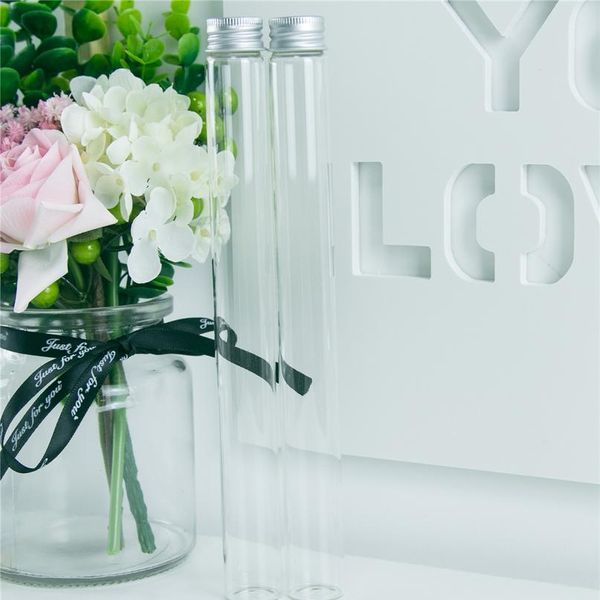 

25x230mm empty glass bottles with screw aluminum cap long glass glycyrrhiza sweets honey bottle vials stand 90ml vase ja bbyiux