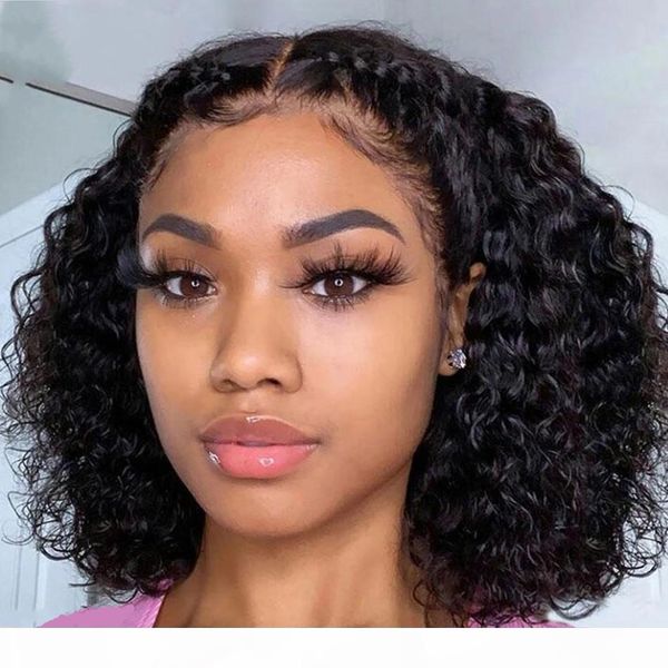 

brazilian curly human hair wig bob full lace wigs pre plucked 150% density remy hair wigs with baby hair, Black;brown