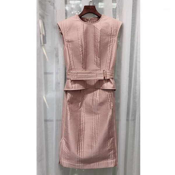 

11.29 fashion new spliced collect waist sleeveless design temperament elegant o-neck chic dress women1, Black;gray