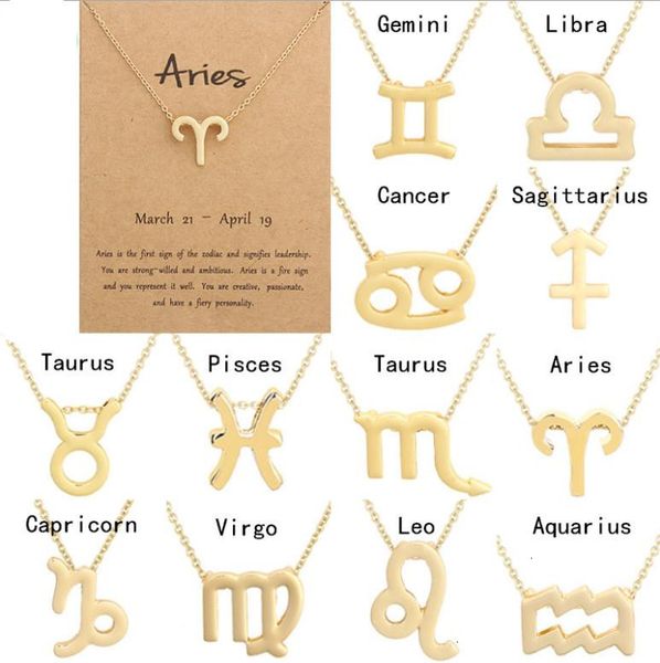 

factorymkg0zodiac silver necklace with golden gift card 12 chain constellation sign pendant necklaces for men women jewe