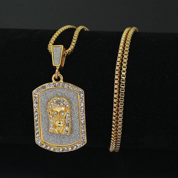 

pendant necklaces fashion pharaoh square big men hip hop jewelry women gold metal alloy rhinestone long chain necklace, Silver